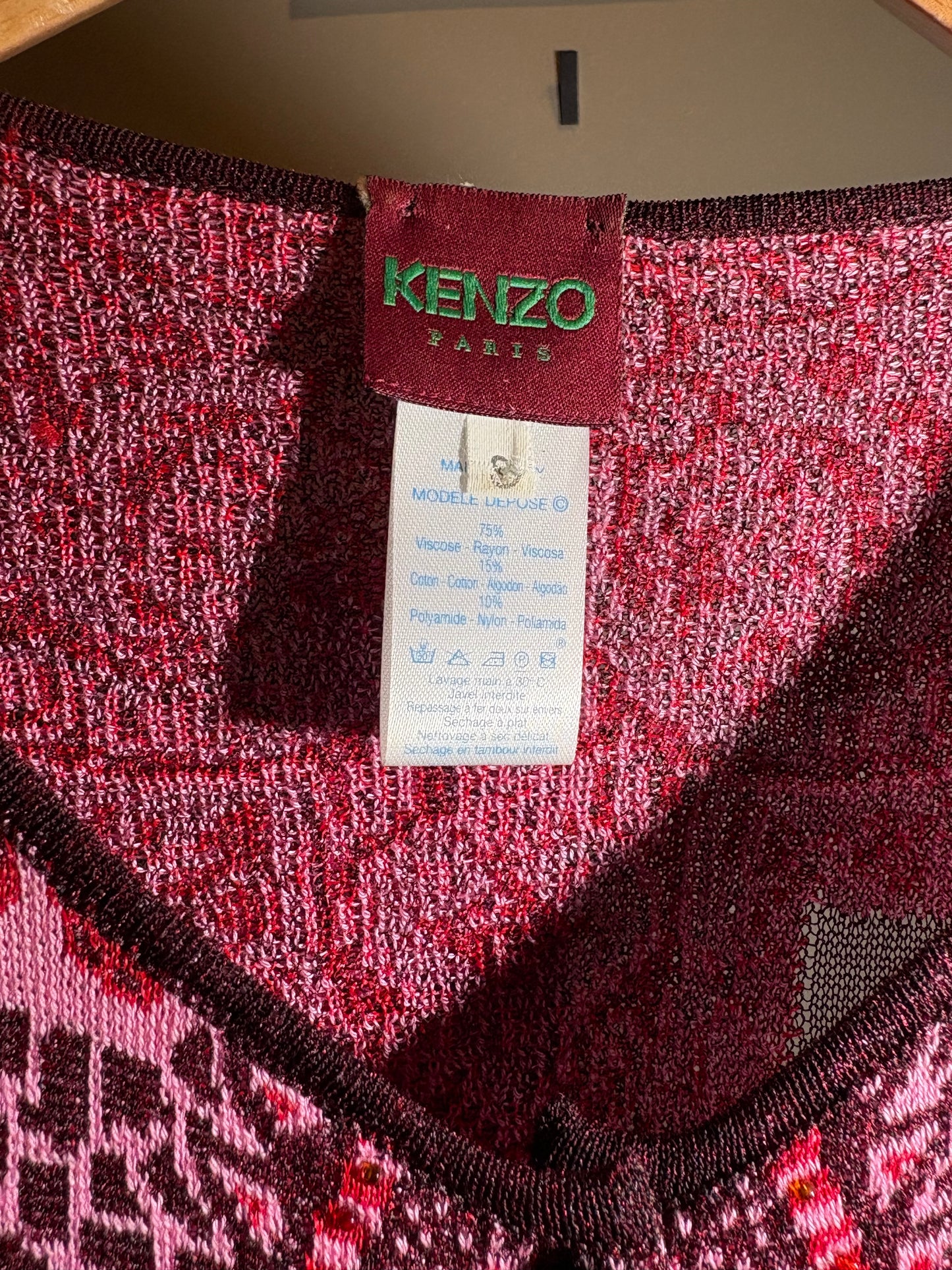 Kenzo Strickjacke transparent mit Stick-Details in S