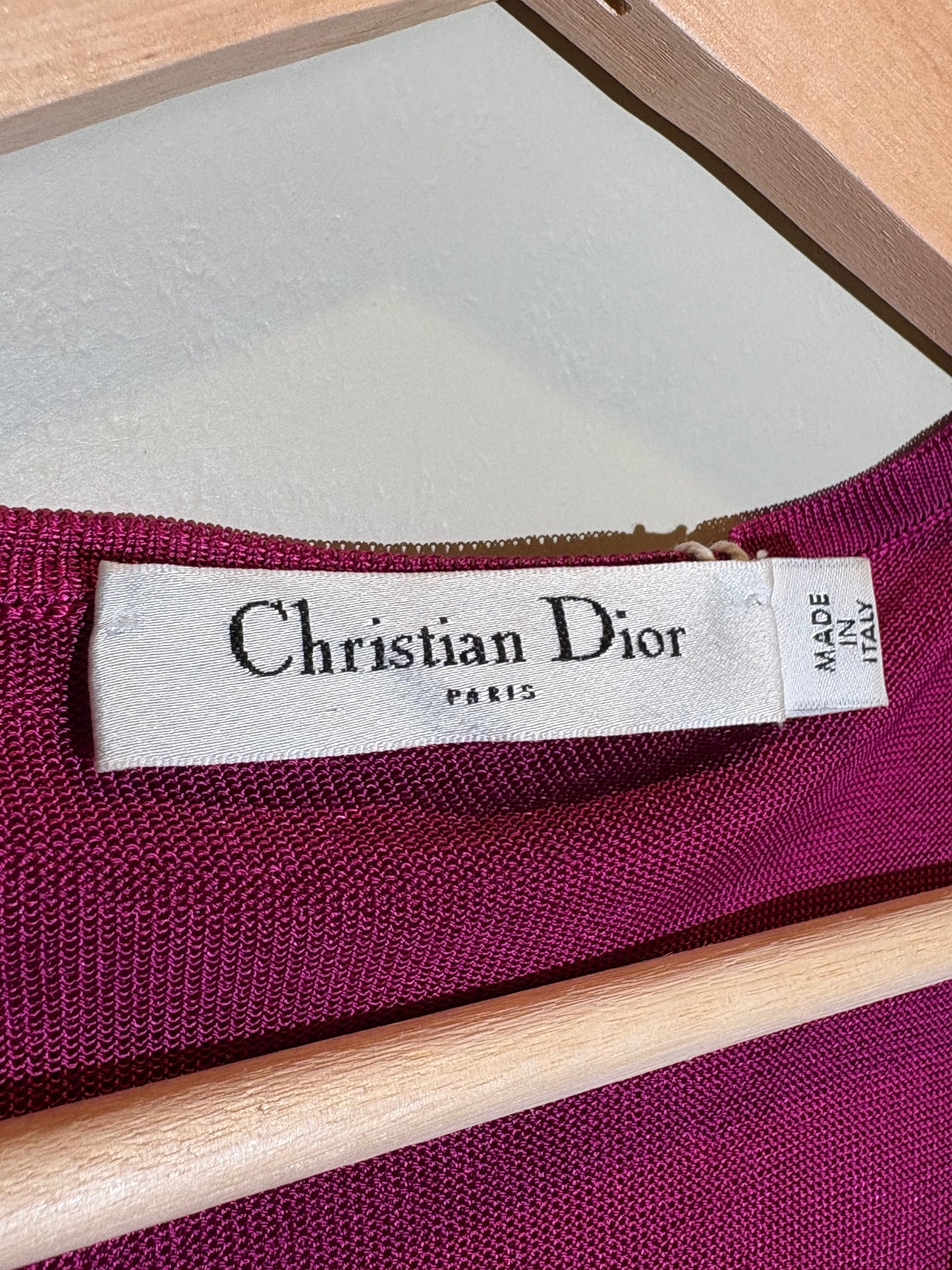 Dior Strick-Top mit Volants, fuchsia in 34
