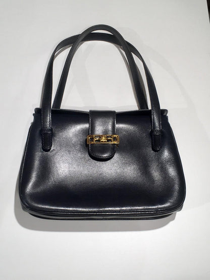 Céline vintage Handtasche blau mit Goldschließe