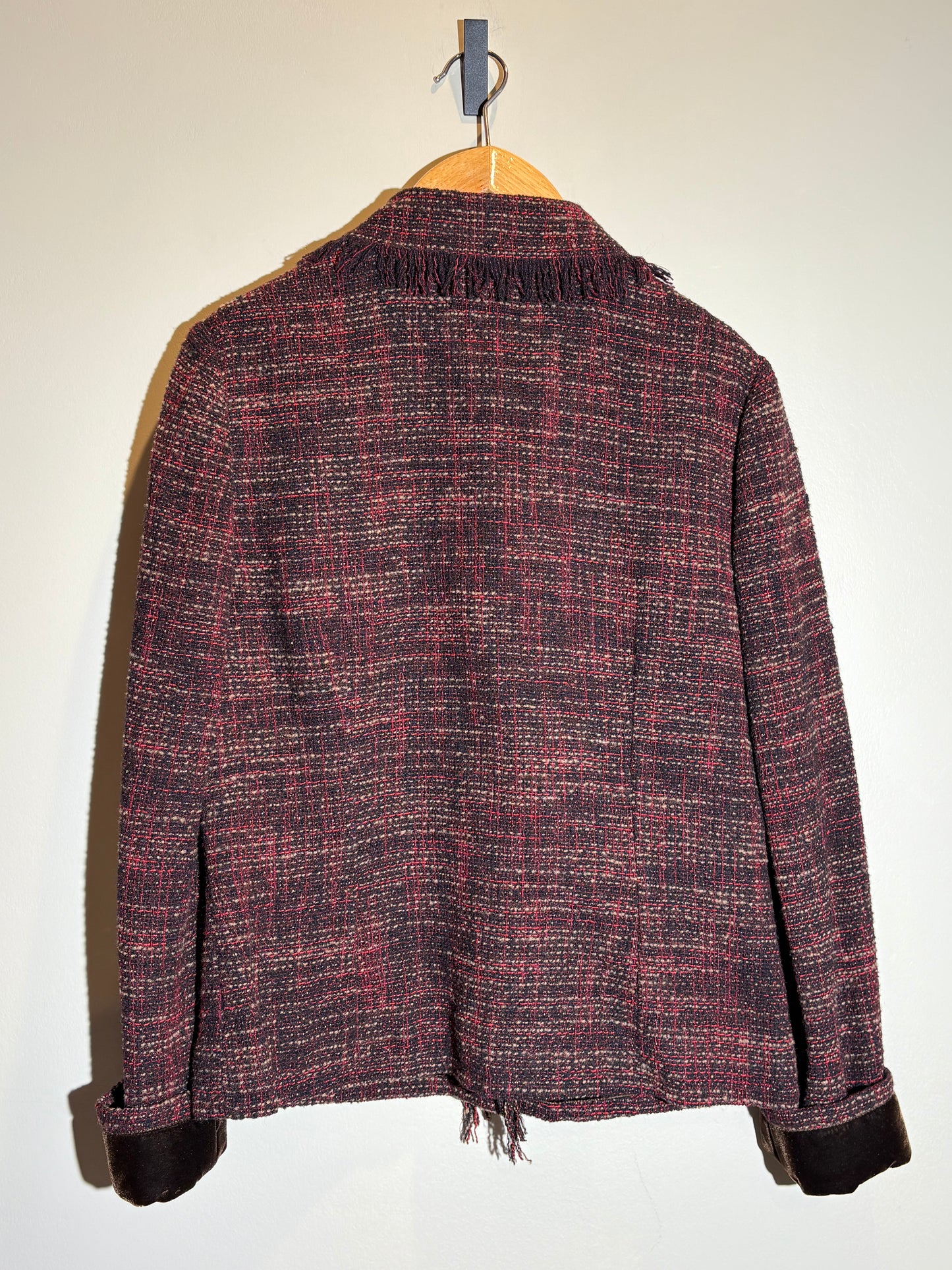 Dolce&Gabbana Tweedjacke mit Samt-Details rot mit schwarz in 38/40