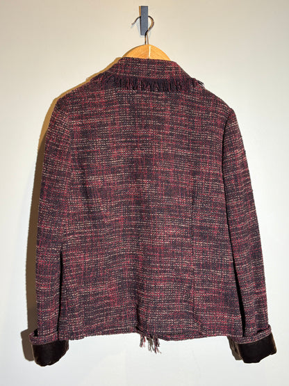 Dolce&Gabbana Tweedjacke mit Samt-Details rot mit schwarz in 38/40