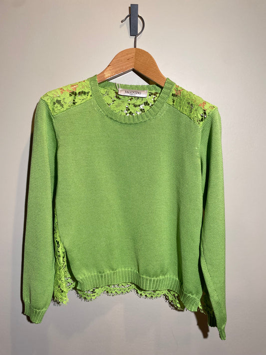 Valentino Spitzenpullover grün in 36
