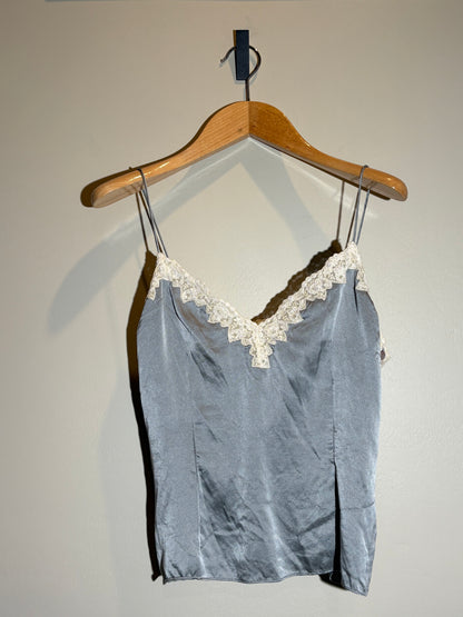 Chloé Top hellblau, Seide mit Spitzenbesatz in 34