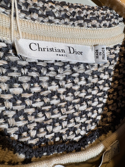 Dior Strick-Kostüm Kleid und Jacke grau/crème in 34/36