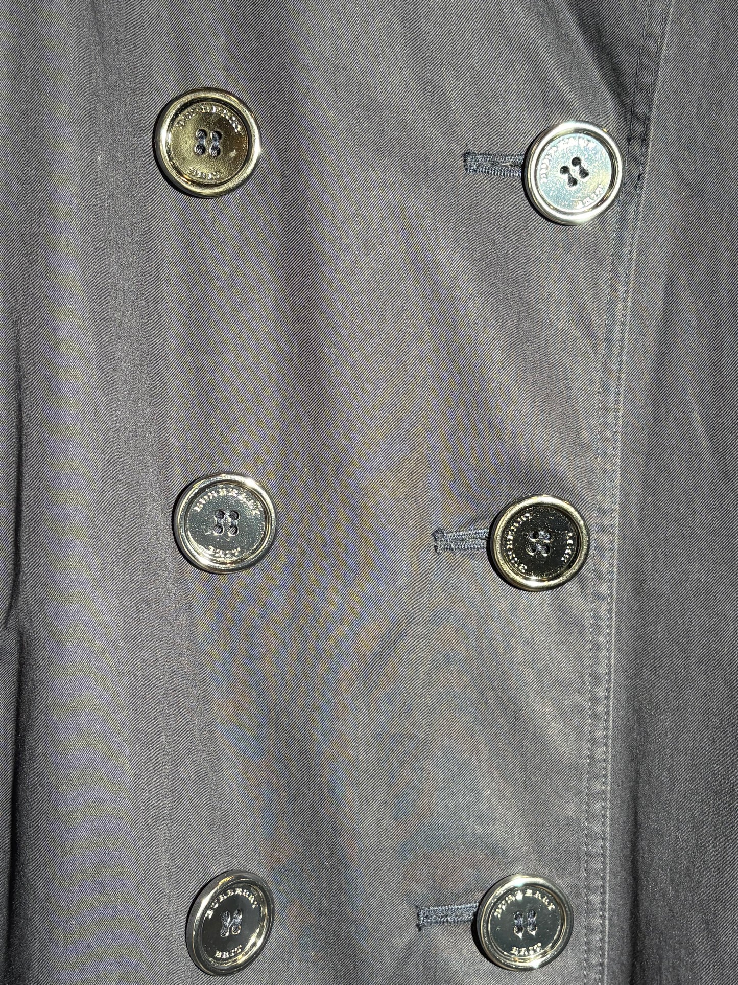Burberry blauer Mantel mit abnehmbarer Kapuze in 42