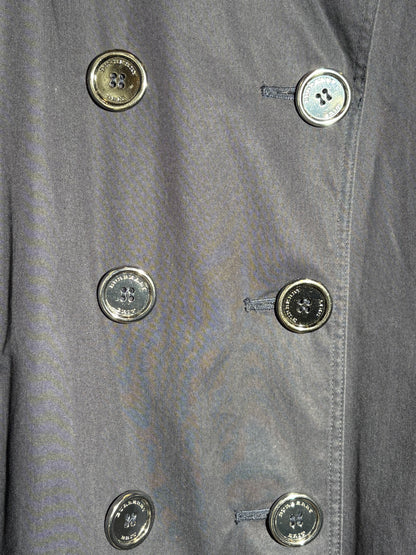 Burberry blauer Mantel mit abnehmbarer Kapuze in 42