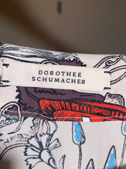 Bluse Dorothee Schumacher puderfarben und bunt mit Ärmelschlitzen in 40