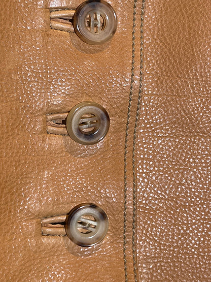 Hermès Lederweste, hellbraun mit Seiden - Rücken in 36