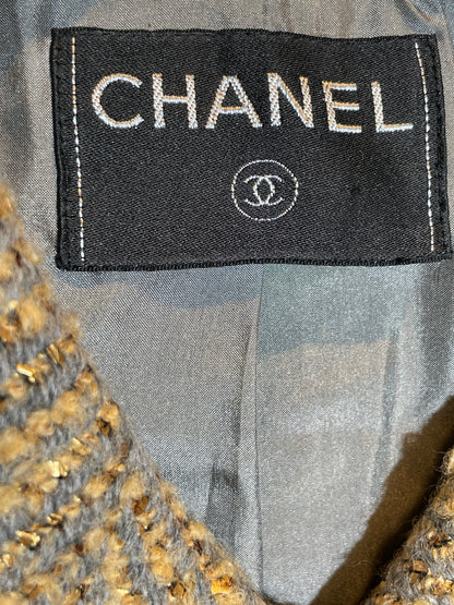 Chanel Jacke Tweed mit Schal, 34