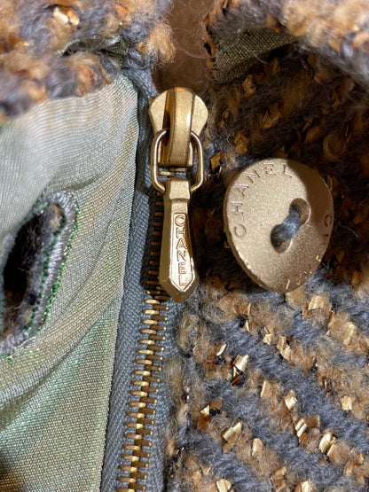 Chanel Jacke Tweed mit Schal, 34