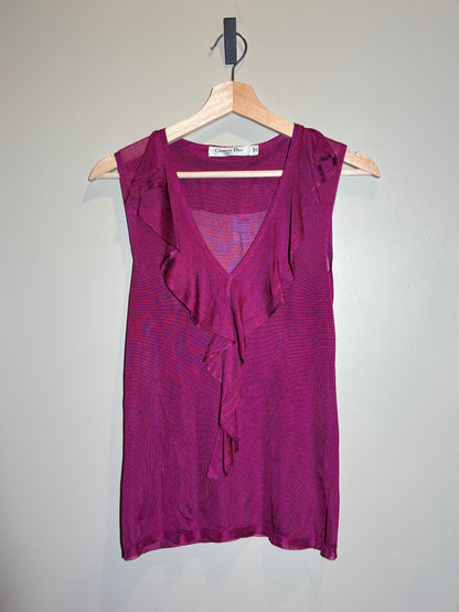 Dior Strick-Top mit Volants, fuchsia in 34