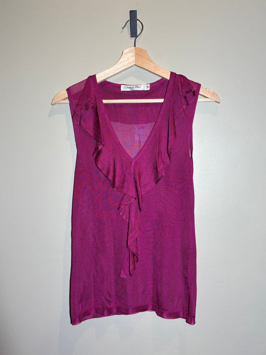 Dior Strick-Top mit Volants, fuchsia in 34
